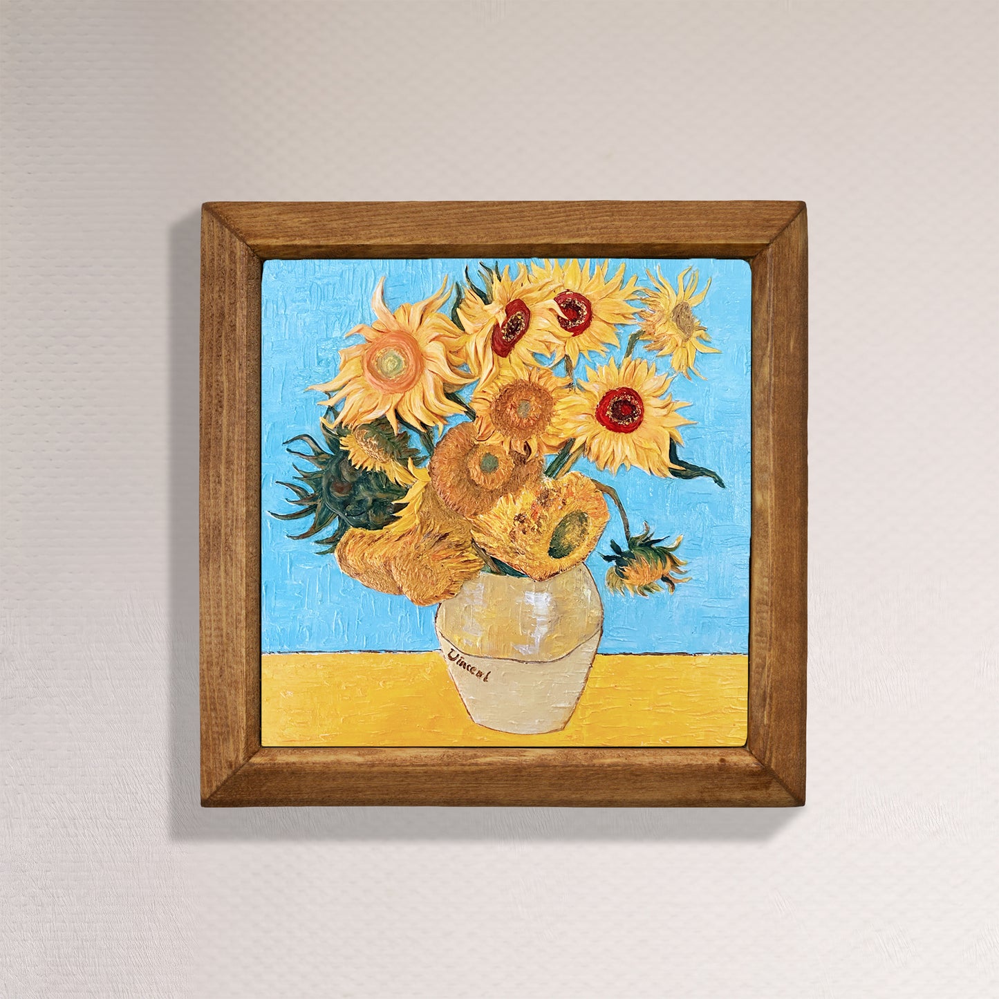 Van Gogh Flower Framed Stone Wall Art