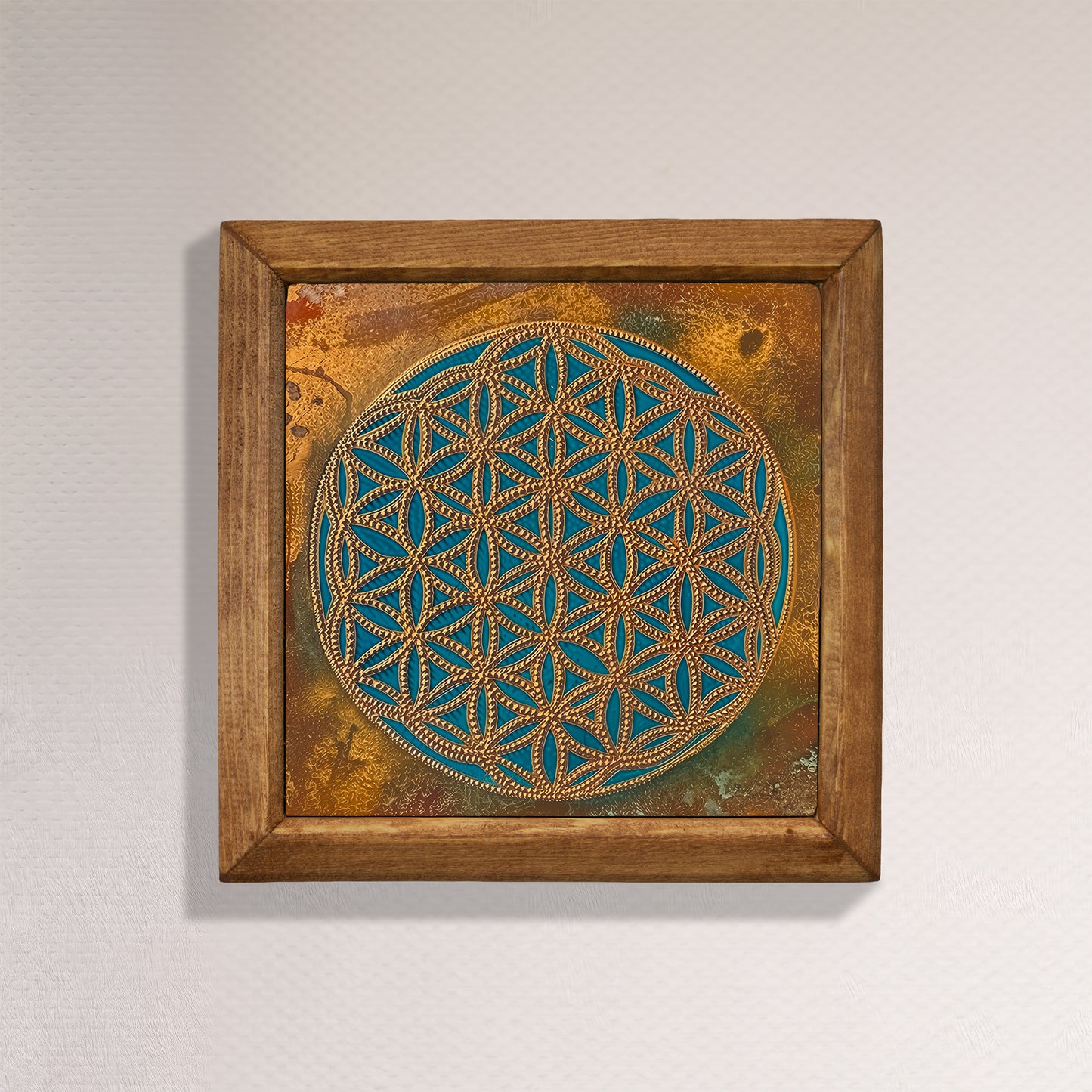 Flower of Life Dawn Framed Stone Wall Art