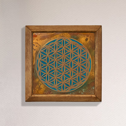 Flower of Life Dawn Framed Stone Wall Art