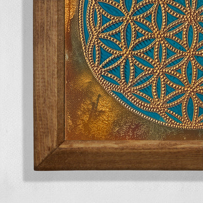 Flower of Life Dawn Framed Stone Wall Art