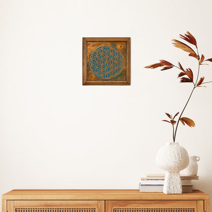 Flower of Life Dawn Framed Stone Wall Art