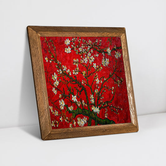 Van Gogh Red Almond Blossoms Stone Wall Art - Diagonal Angle | Artistry Home