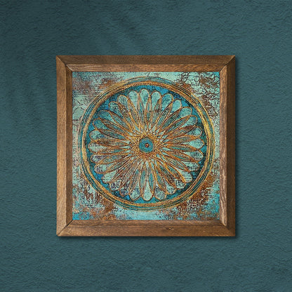 Flower Of Life Natural Stone Wall Art - Green Background | Artistry Home
