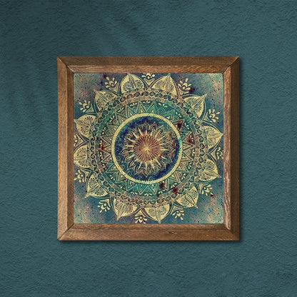 Mandala Green Natural Stone Wall Art - Green Background | Artistry Home