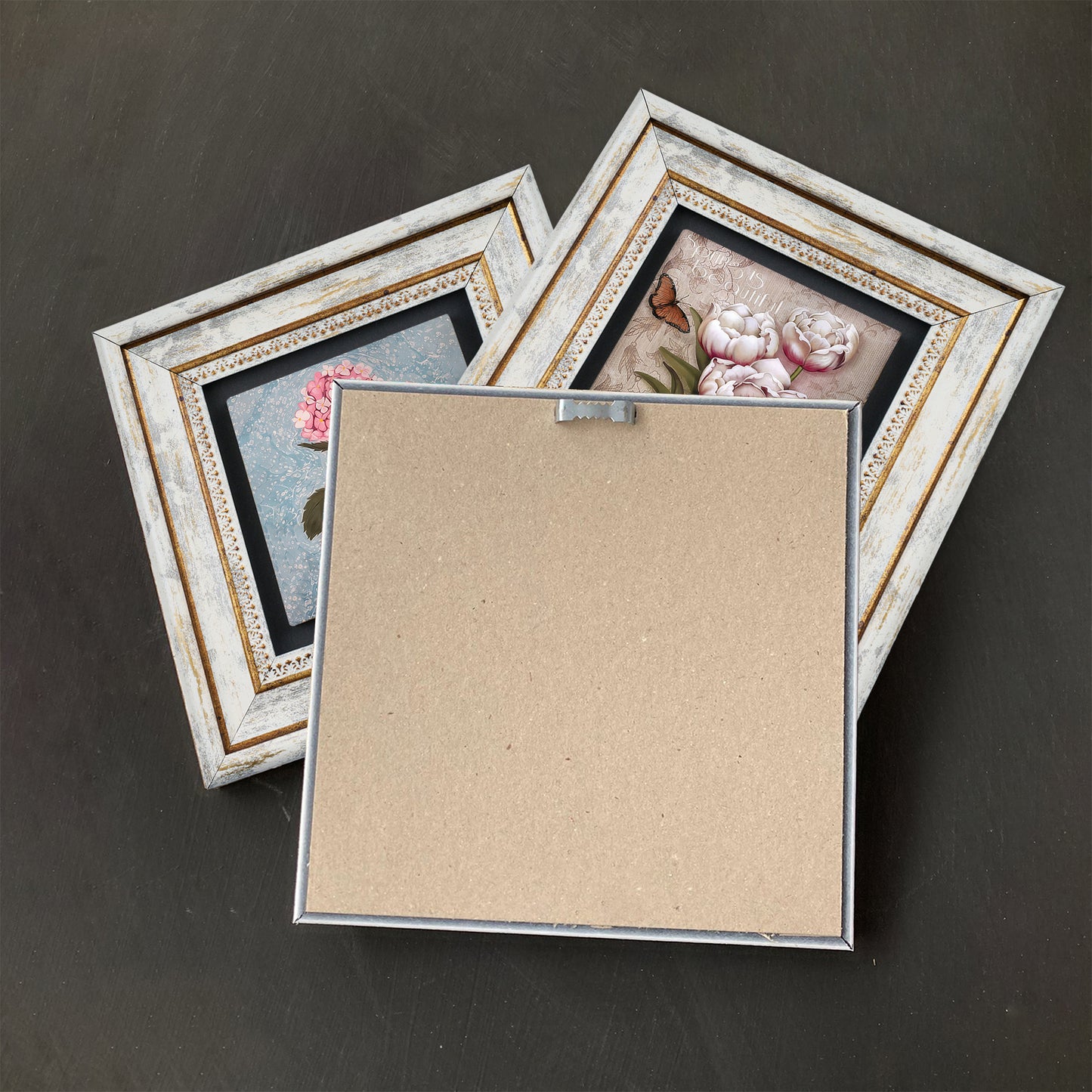 Pink Flowers Trio Natural Stone Wall Art