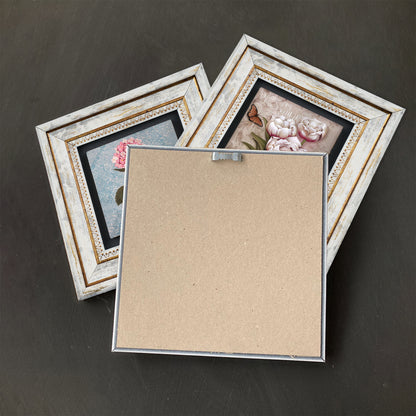 Pink Flowers Trio Natural Stone Wall Art