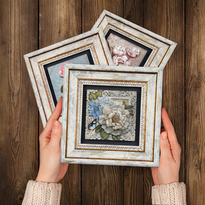 Pink Flowers Trio Natural Stone Wall Art