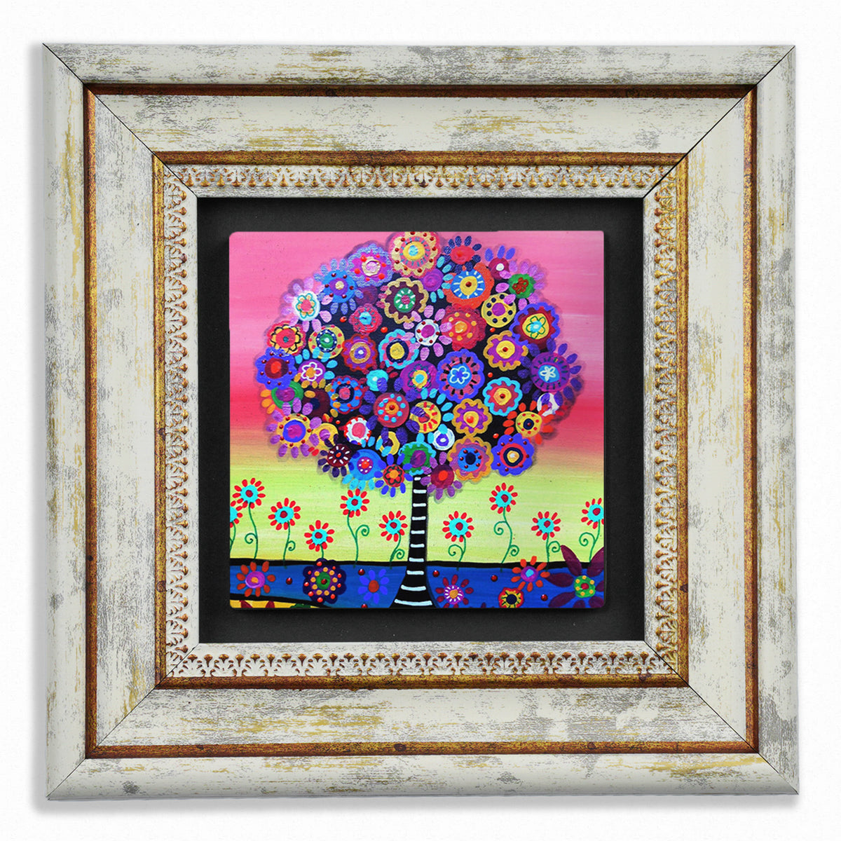 Colourful Tree of Life Trio Vintage Stone Wall Art Set