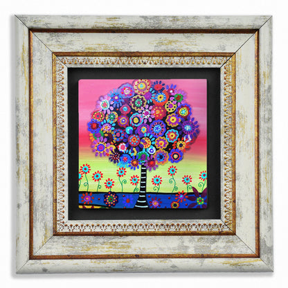 Colourful Tree of Life Trio Vintage Stone Wall Art Set