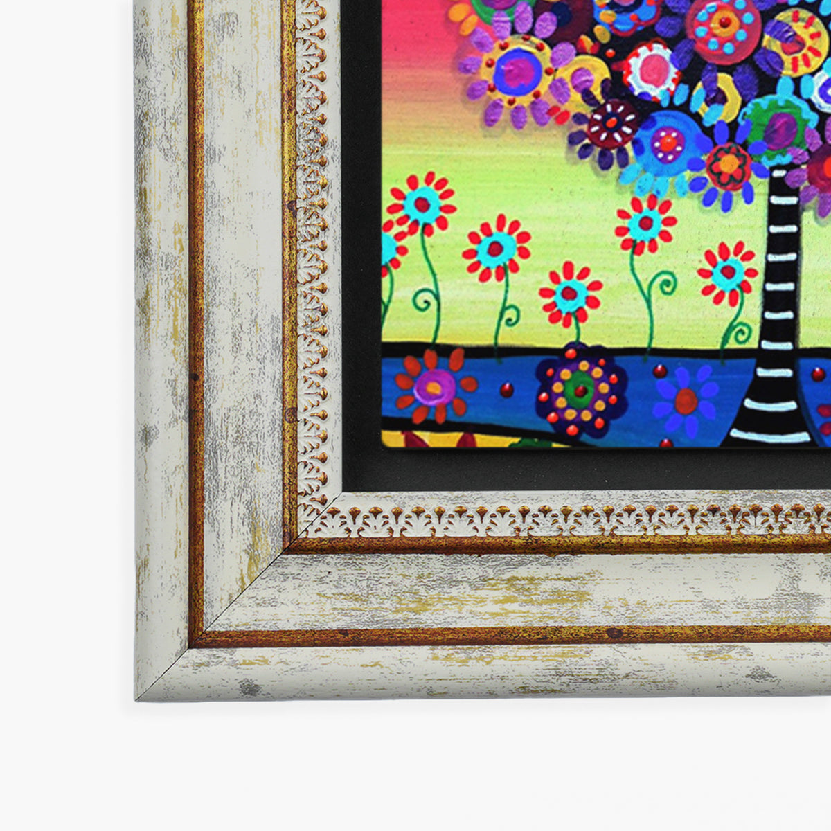 Colourful Tree of Life Trio Vintage Stone Wall Art Set