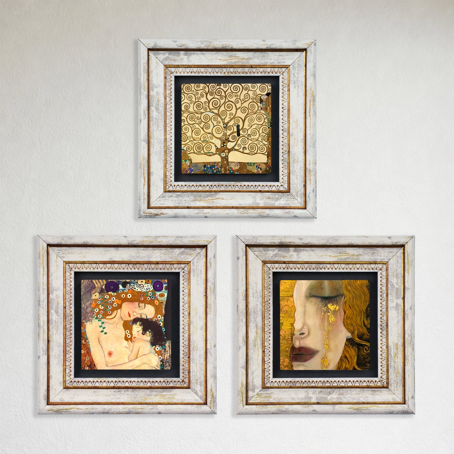 Golden Harmony Trio Vintage Stone Wall Art Set