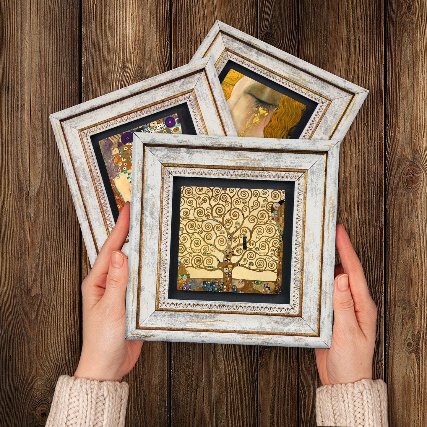 Golden Harmony Trio Vintage Stone Wall Art Set