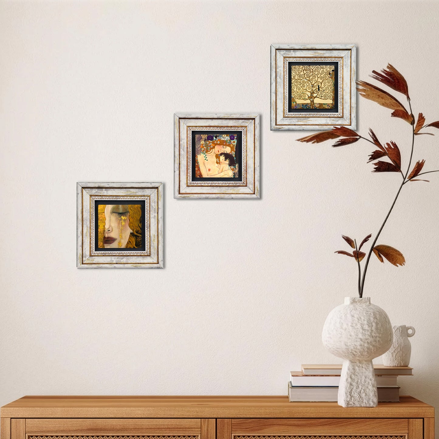 Golden Harmony Trio Vintage Stone Wall Art Set