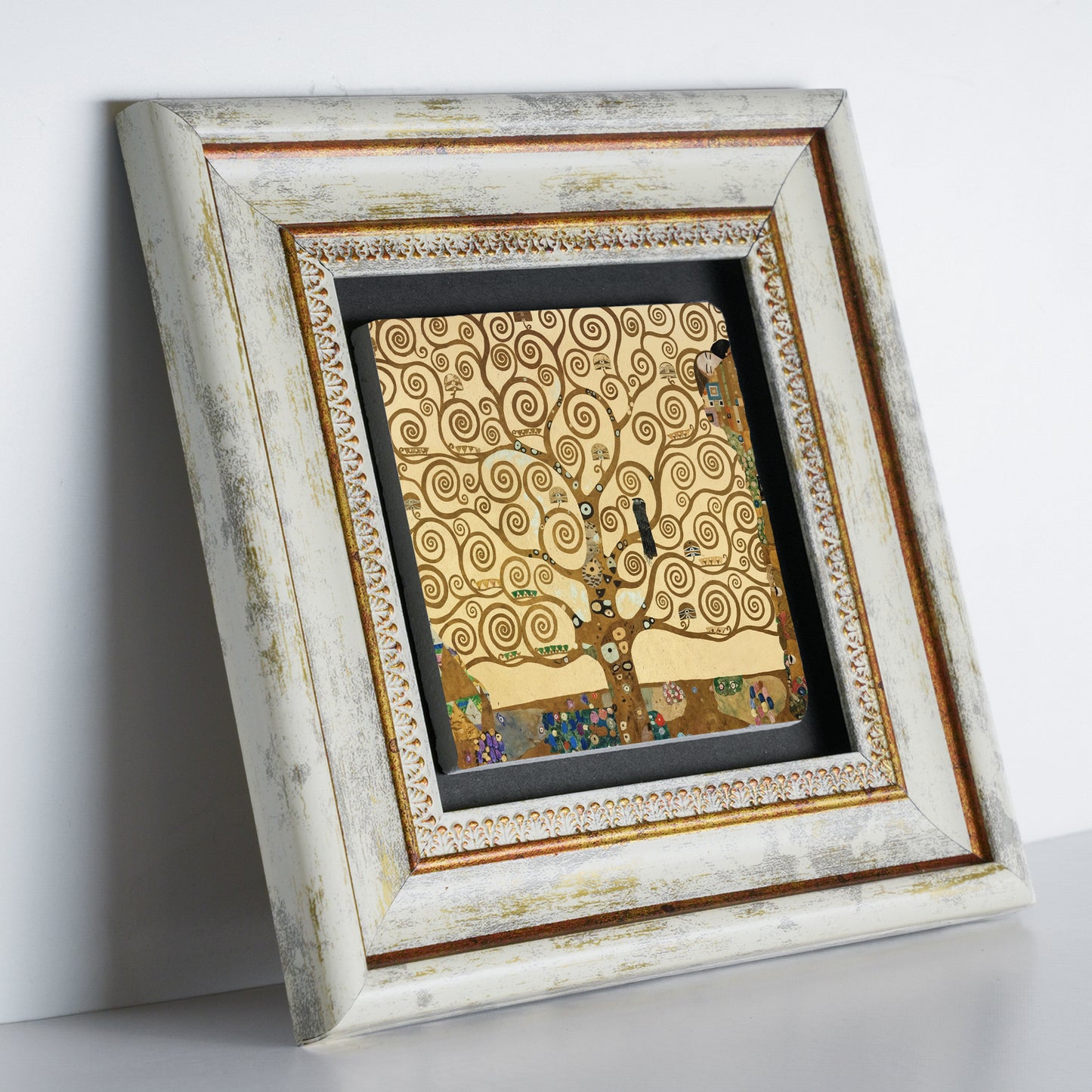 Golden Gustav Klimt Trio Vintage Stone Wall Art Set