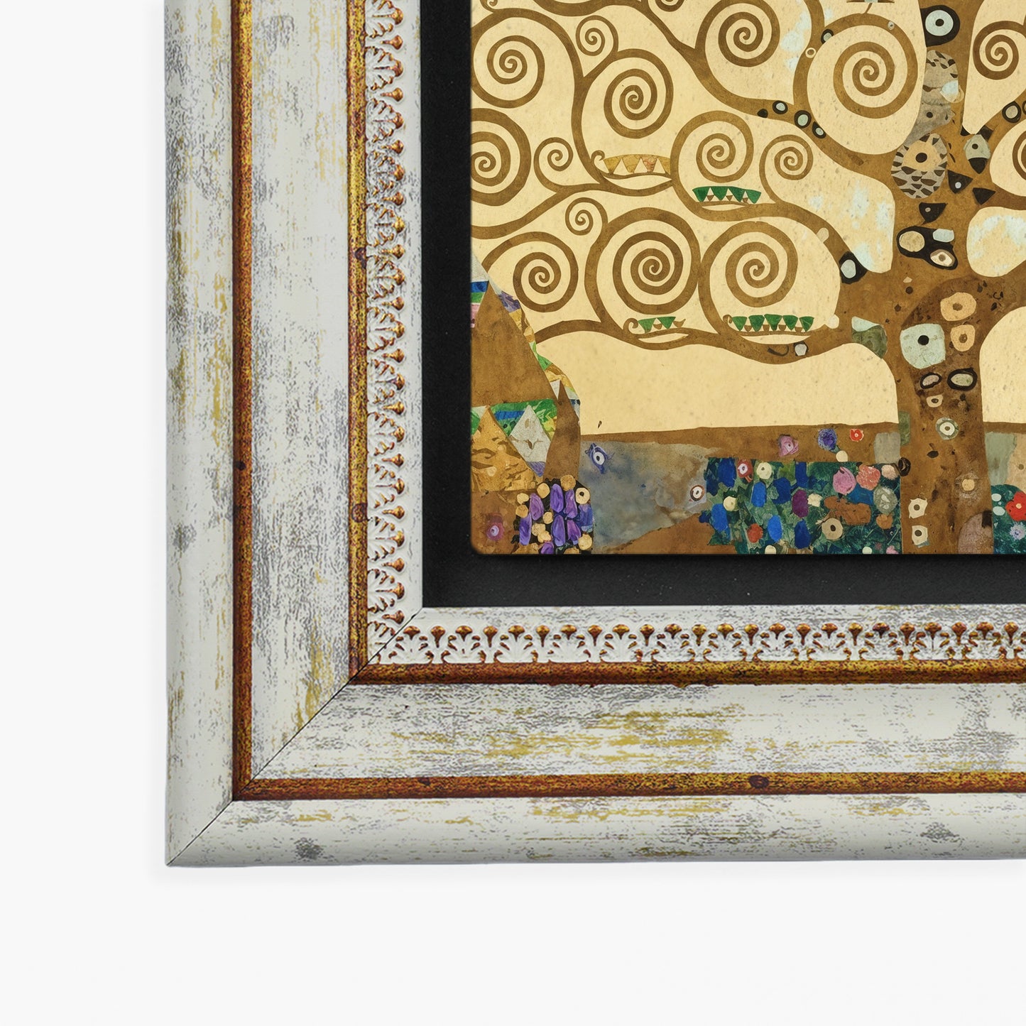 Golden Gustav Klimt Trio Vintage Stone Wall Art Set
