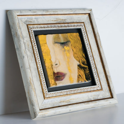Golden Gustav Klimt Trio Vintage Stone Wall Art Set