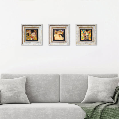 Gustav Klimt Lady's Trio Vintage Stone Wall Art Set