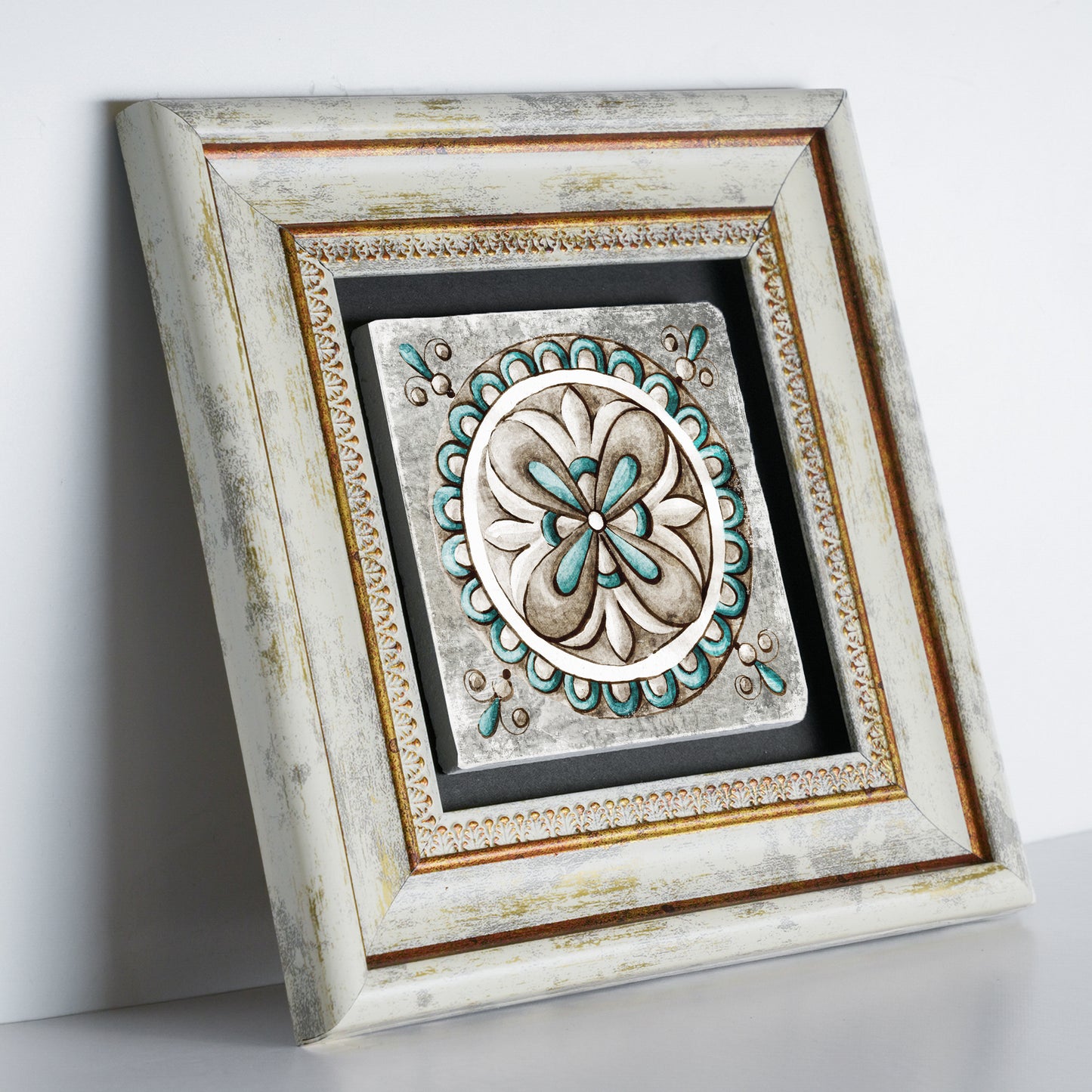 Mosaic Leaves Trio Vintage Stone Wall Art Set
