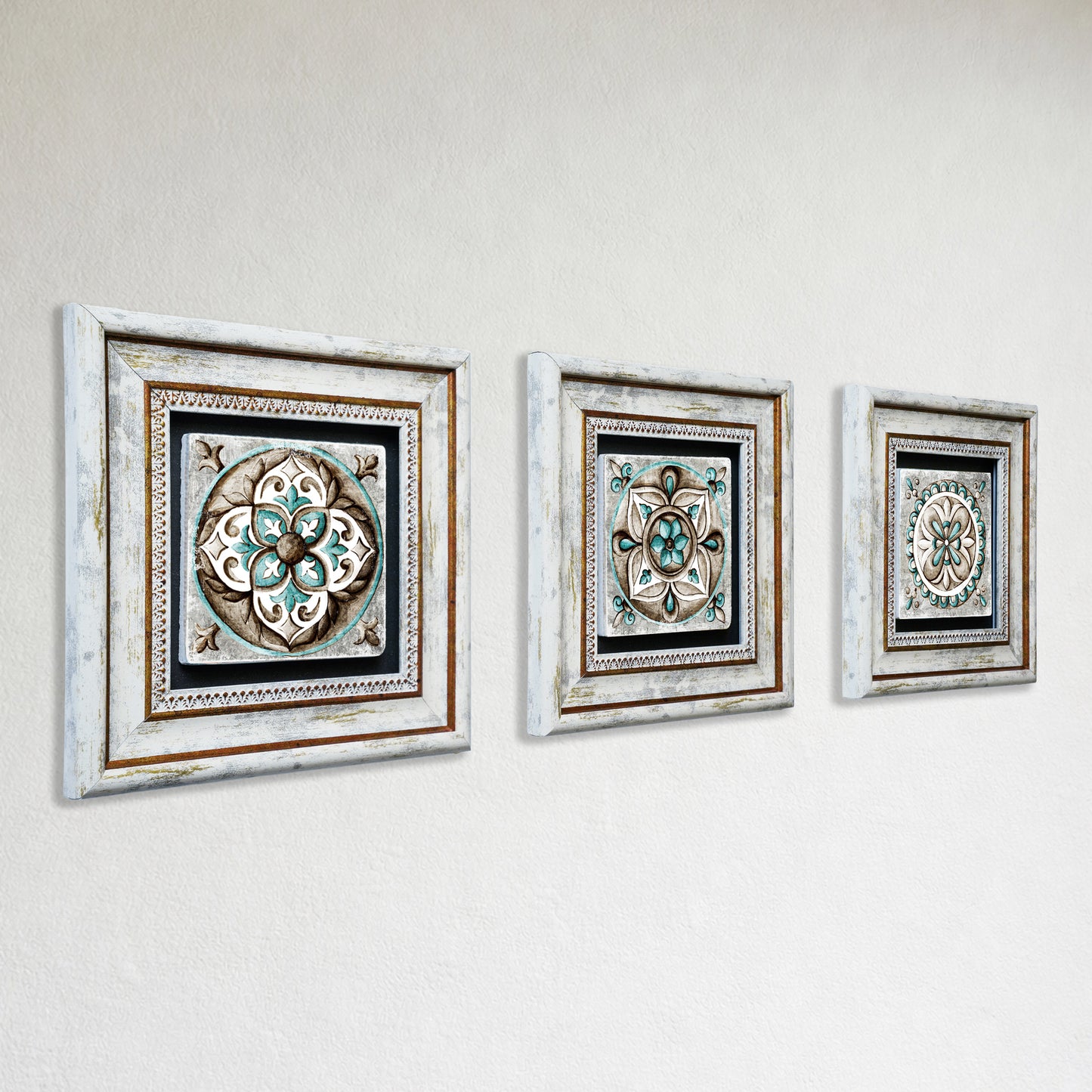Mosaic Leaves Trio Natural Stone Wall Art