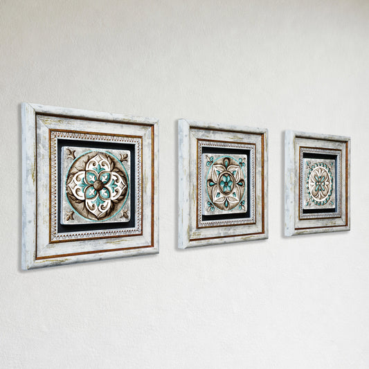 Mosaic Leaves Trio Natural Stone Wall Art