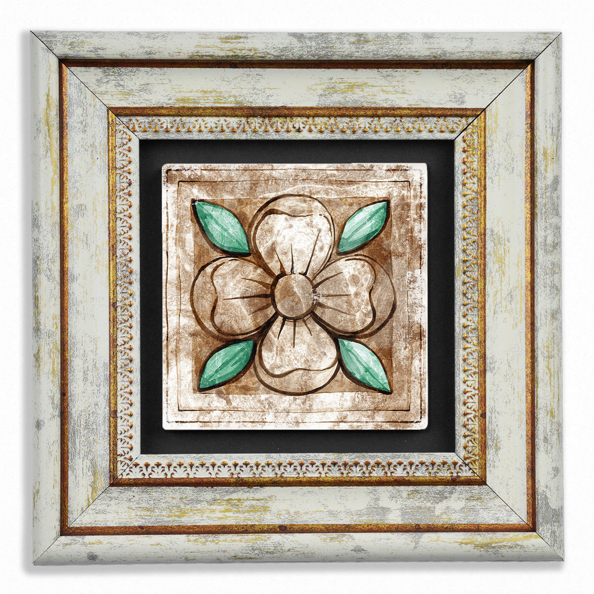 Mosaic Four Leaves Trio Vintage Stone Wall Art Set