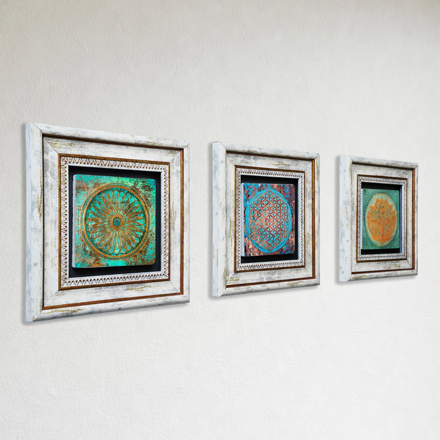 Lotus Flower of Life Trio Stone Wall Art