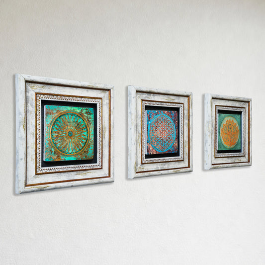 Lotus Flower of Life Trio Stone Wall Art