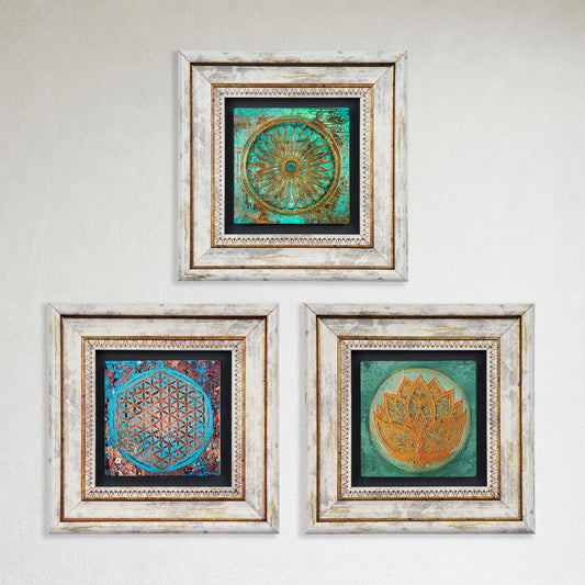 Lotus Flower of Life Trio Stone Wall Art
