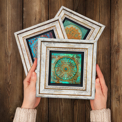 Lotus Flower of Life Trio Stone Wall Art