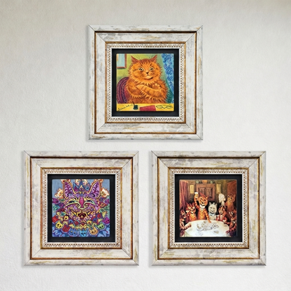 Louis Wain Cats Trio Vintage Framed Wall Art