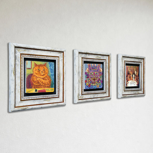 Louis Wain Cats Trio Vintage Framed Wall Art