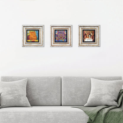 Louis Wain Cats Trio Vintage Framed Wall Art