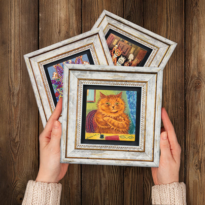 Louis Wain Cats Trio Vintage Framed Wall Art