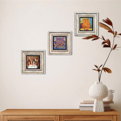 Louis Wain Cats Trio Vintage Framed Wall Art