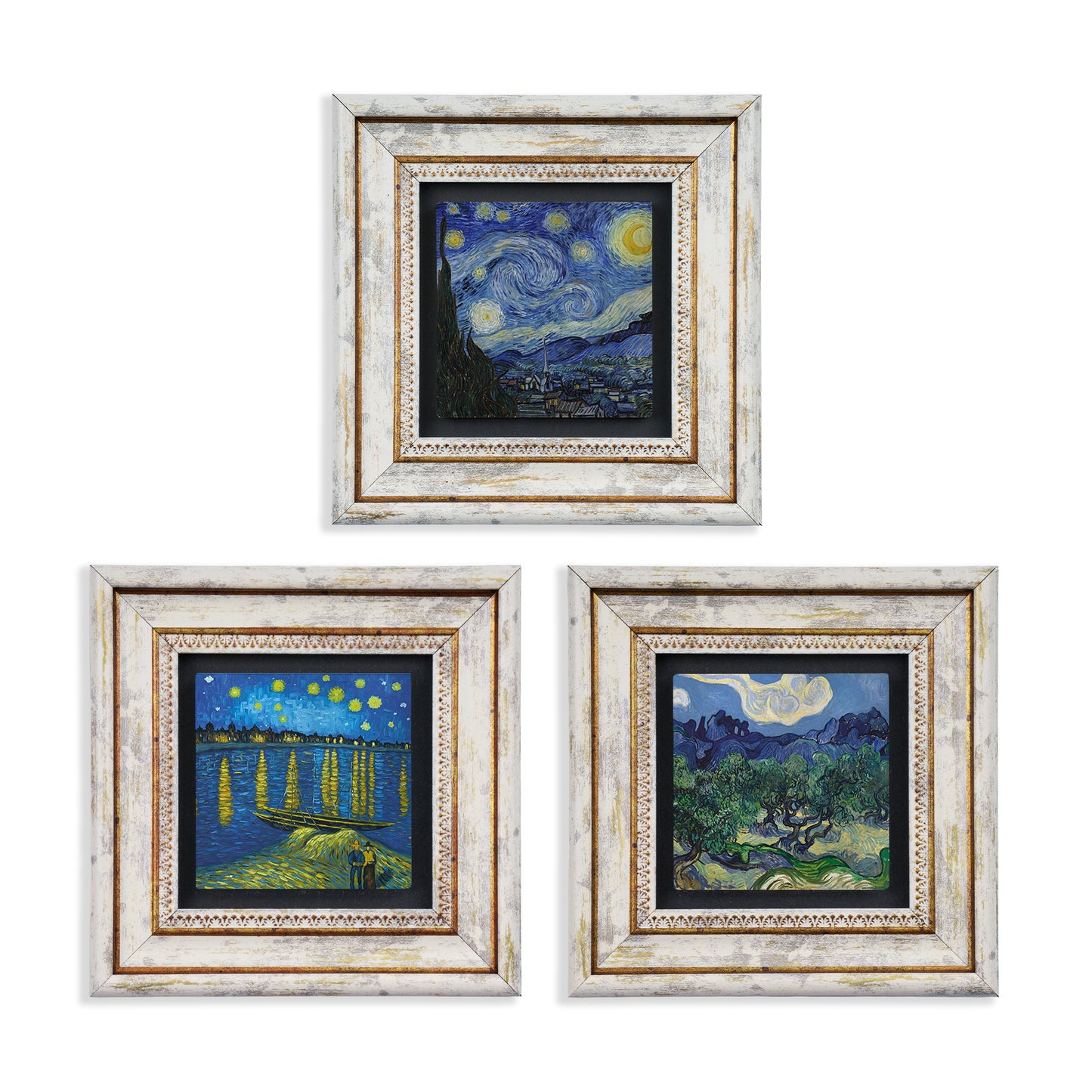 Van Gogh Stary Sky Trio Vintage Stone Wall Art Set