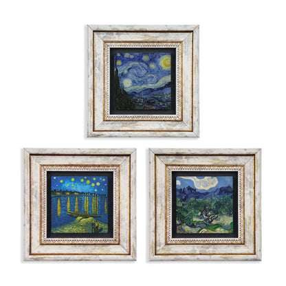 Van Gogh Stary Sky Trio Vintage Stone Wall Art Set
