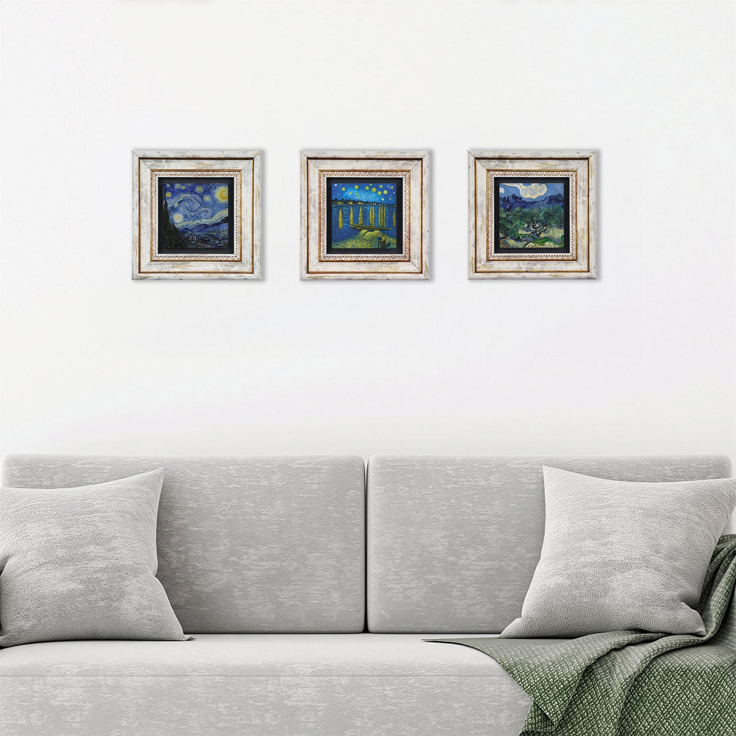 Van Gogh Stary Sky Trio Vintage Stone Wall Art Set