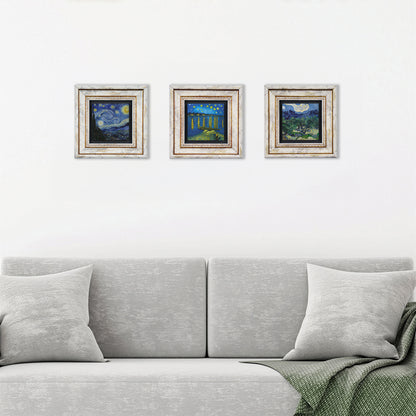 Van Gogh Stary Sky Trio Vintage Stone Wall Art Set