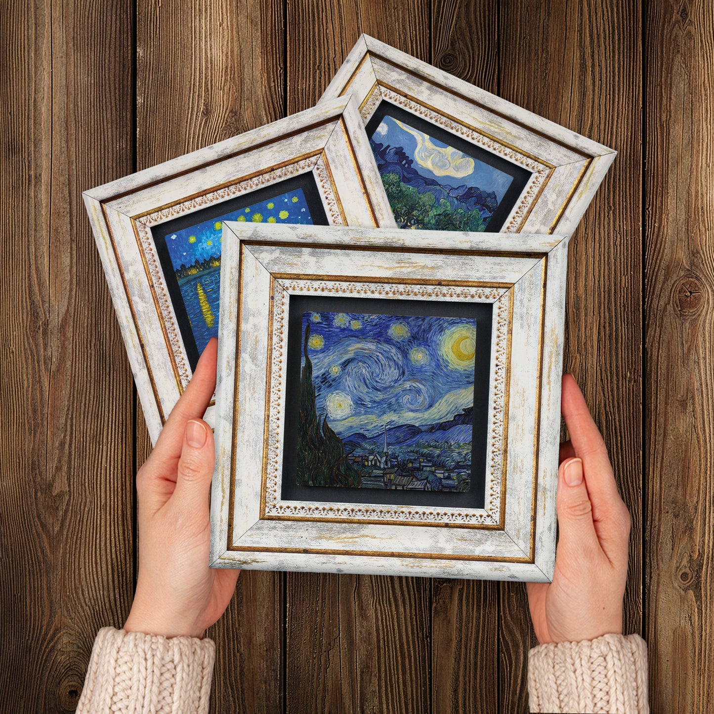 Van Gogh Stary Sky Trio Vintage Stone Wall Art Set