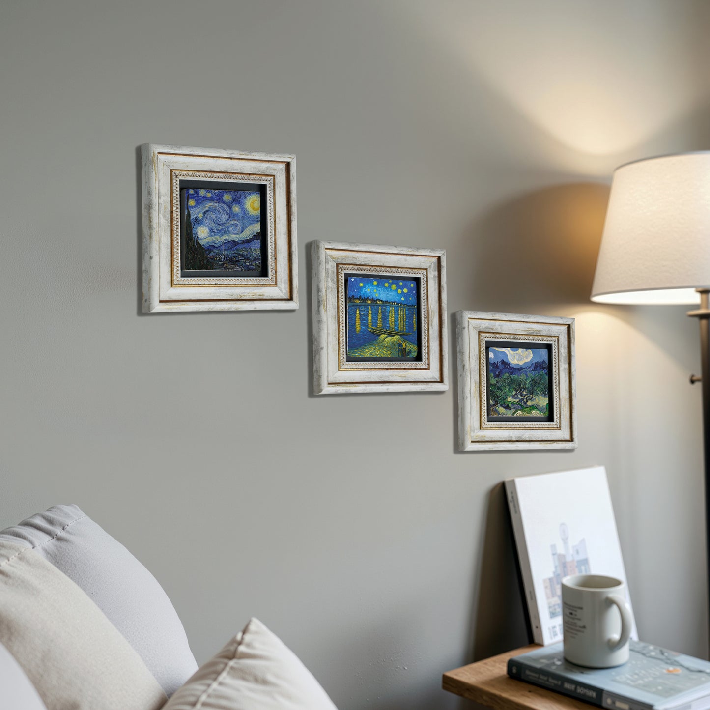 Van Gogh Stary Sky Trio Vintage Stone Wall Art Set