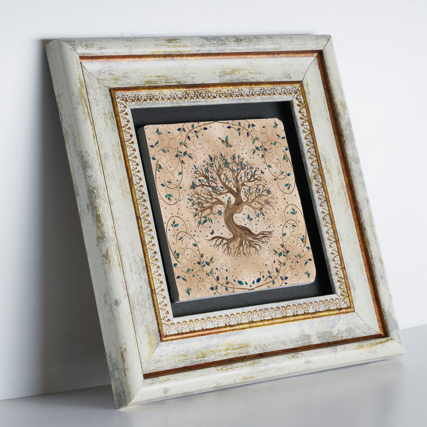 Tree of Life Almond Trio Vintage Stone Wall Art Set