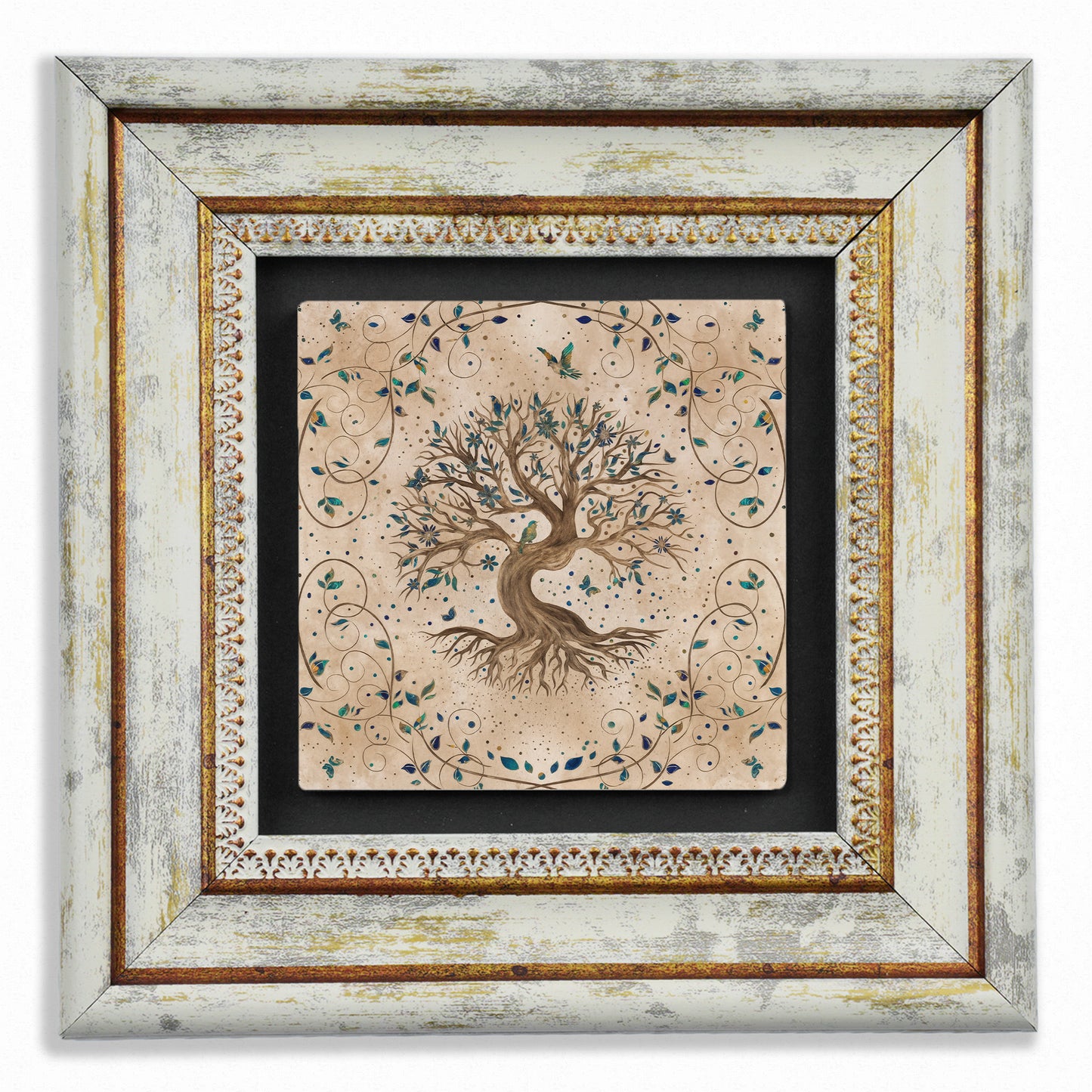 Tree of Life Almond Trio Vintage Stone Wall Art Set