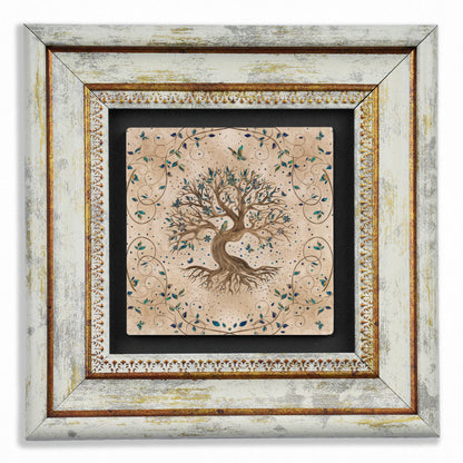 Tree of Life Almond Trio Vintage Stone Wall Art Set