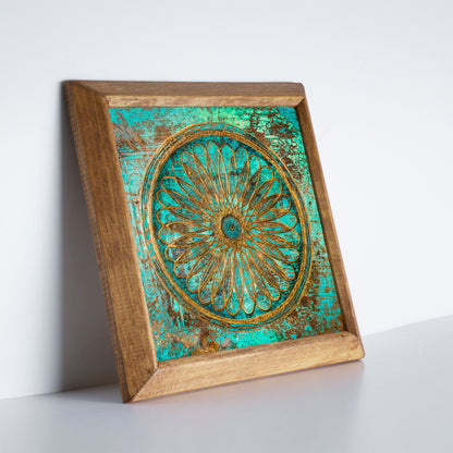Evil Eye, Mandala & Flower of Life Trio Natural Stone Wall Art – Wood Frame Set