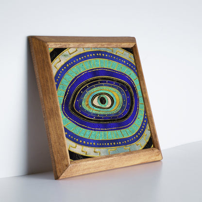 Sacred Eye Natural Stone Wall Art Trio – Wooden Frame