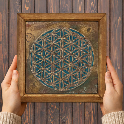 Sacred Geometry & Tree of Life | Handmade Natural Stone Wall Art Duo