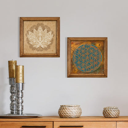 Zen Aura Duo | Sacred Geometry & Lotus Stone Wall Art