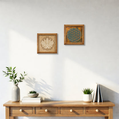 Zen Aura Duo | Sacred Geometry & Lotus Stone Wall Art