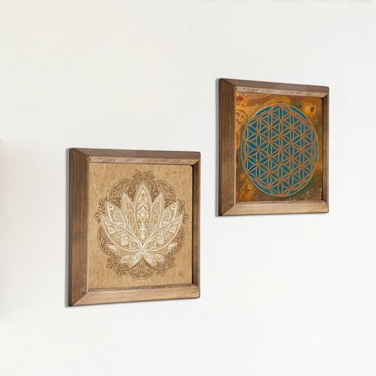 Flower of Life Duo Natural Stone Wall Art