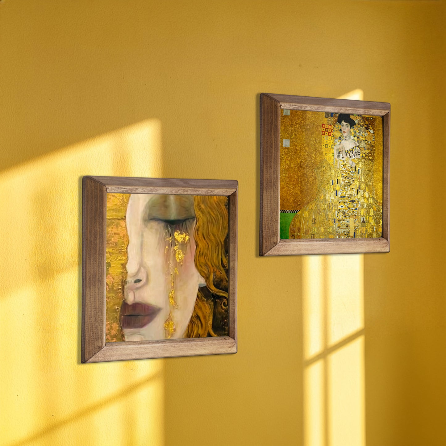 Golden Aurum Klimt Style Portrait Duo Stone Wall Art